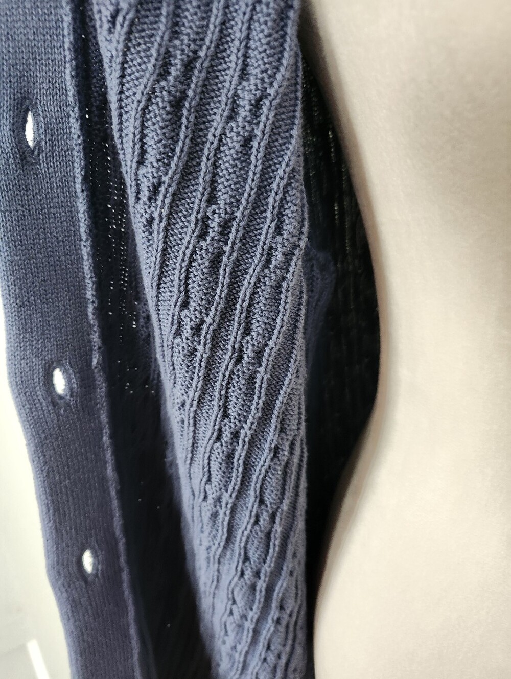 L.L. Bean Cable Knit Button-Up Sweater Cardigan Blue, L - Picture 5 of 9